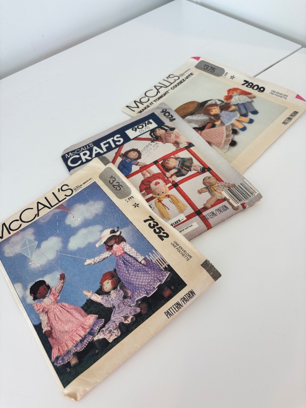 VINTAGE Sewing patterns SET OF THREE McCALL'S craft doll patterns soft sculpture
